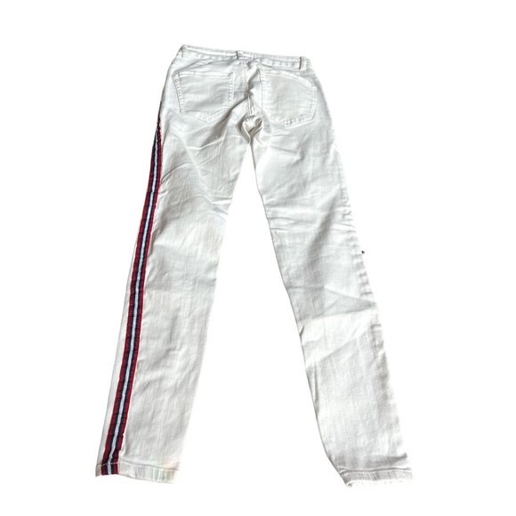 Zara Basic Z1975 Denim Racing Stripes Skinny Jeans White Size 4 - Picture 2 of 7